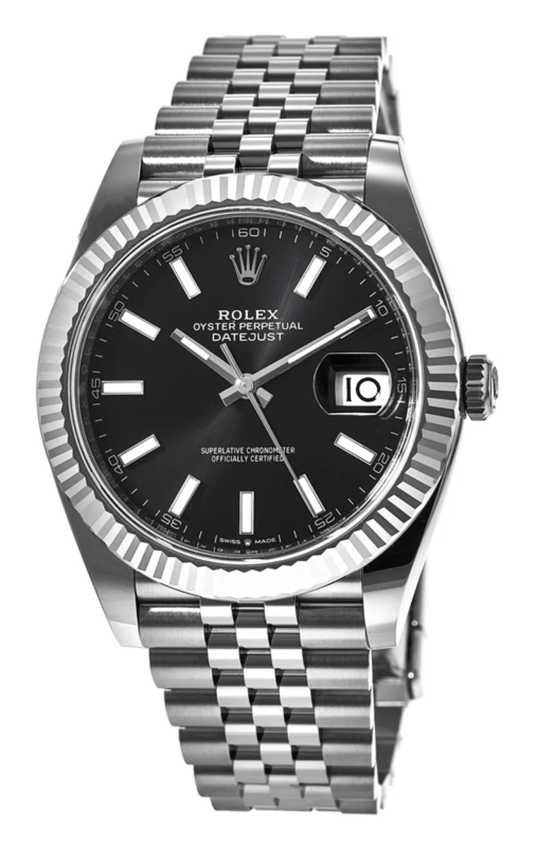 Replica Rolex Datejust 41 White Gold/Steel Black Dial Fluted Bezel 126334 Jubilee - Billede 4