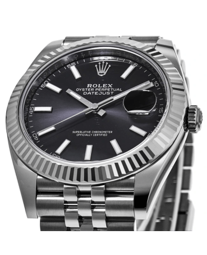 Replica Rolex Datejust 41 White Gold/Steel Black Dial Fluted Bezel 126334 Jubilee - Billede 5