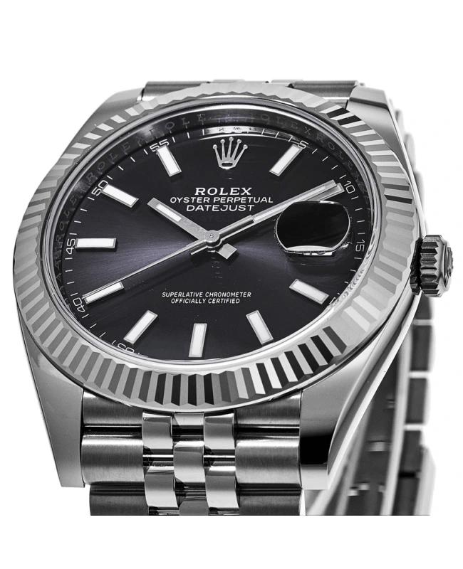 Replica Rolex Datejust 41 White Gold/Steel Black Dial Fluted Bezel 126334 Jubilee - Billede 5