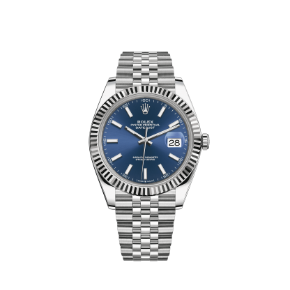 Replica Rolex Datejust 41 White Gold/Steel Blue Dial Fluted Bezel 126334 Jubilee - Billede 2