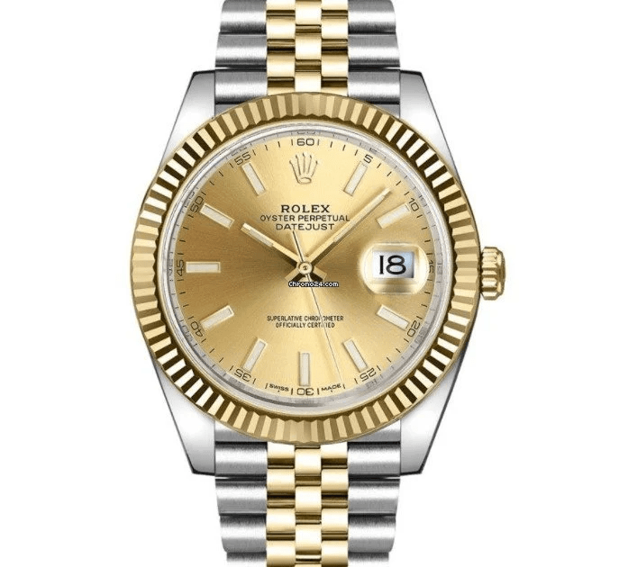 Replica Rolex Datejust 41 Yellow Gold/Steel Champagne Dial Fluted Bezel 126333 Jubilee - Billede 2