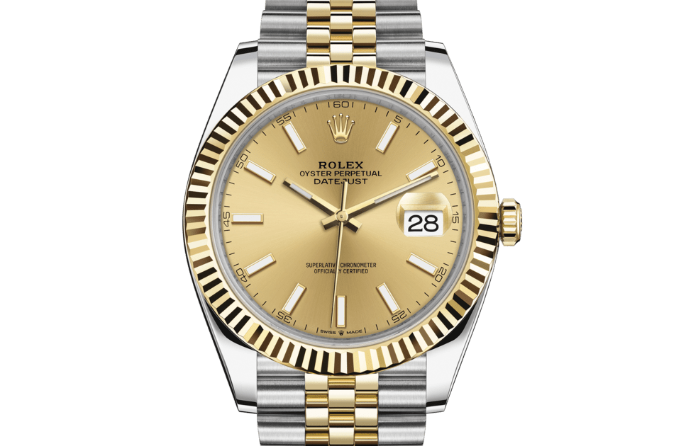 Replica Rolex Datejust 41 Yellow Gold/Steel Champagne Dial Fluted Bezel 126333 Jubilee - Billede 3