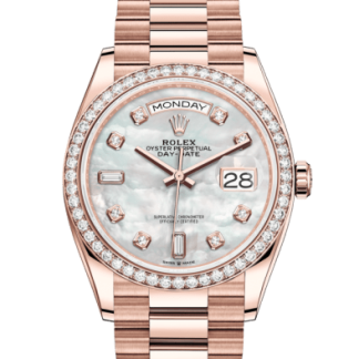Replica Rolex Day-Date 36 Oyster 36 mm Everose guld og diamanter 128345RBR