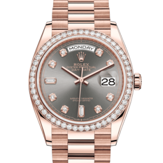 Replica Rolex Day-Date 36 Oyster 36 mm Everose guld og diamanter 128345RBR