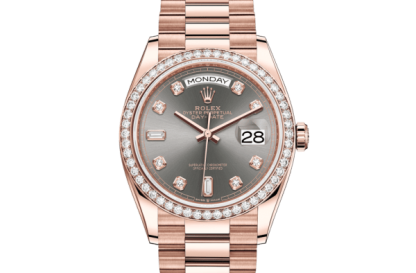 Replica Rolex Day-Date 36 Oyster 36 mm Everose guld og diamanter 128345RBR