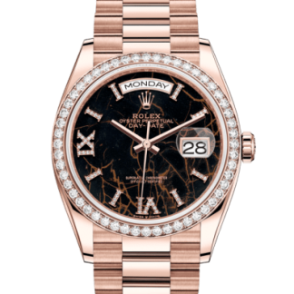 Replica Rolex Day-Date 36 Oyster 36 mm Everose guld og diamanter 128345RBR