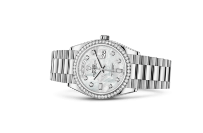 Replica Rolex Day-Date 36 Oyster 36 mm hvidguld og diamanter 128349RBR - Billede 2