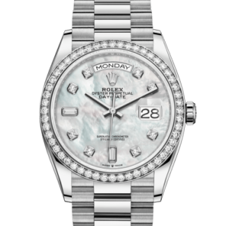 Replica Rolex Day-Date 36 Oyster 36 mm hvidguld og diamanter 128349RBR
