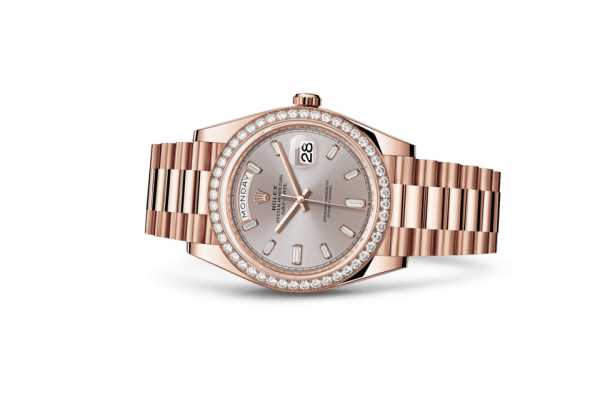Replica Rolex Day-Date 40 Oyster 40 mm Everose guld og diamanter 228345RBR - Billede 2