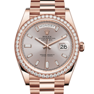 Replica Rolex Day-Date 40 Oyster 40 mm Everose guld og diamanter 228345RBR
