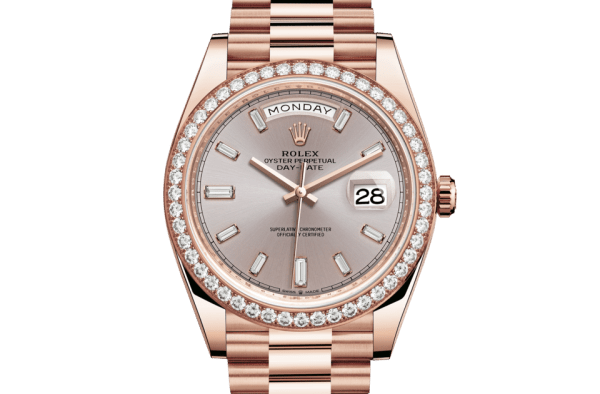 Replica Rolex Day-Date 40 Oyster 40 mm Everose guld og diamanter 228345RBR