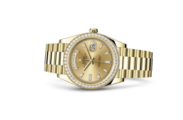 Replica Rolex Day-Date 40 Oyster 40 mm gult guld og diamanter 228348RBR - Billede 2
