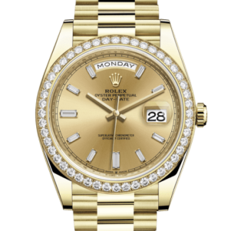 Replica Rolex Day-Date 40 Oyster 40 mm gult guld og diamanter 228348RBR