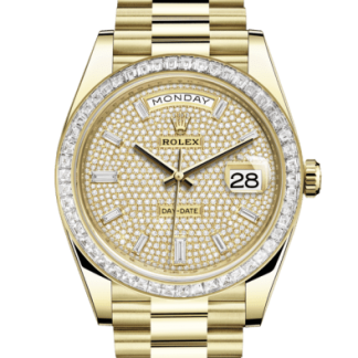 Replica Rolex Day-Date 40 Oyster 40 mm gult guld og diamanter 228398TBR
