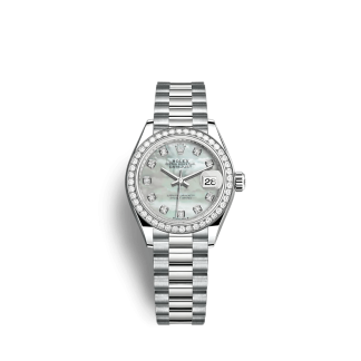 Replica Rolex Lady-Datejust 279139RBR 28mm Hvid perlemor