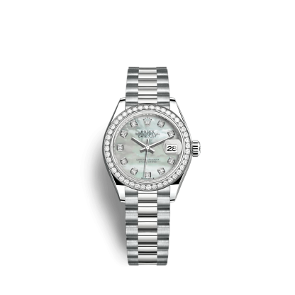 Replica Rolex Lady-Datejust 279139RBR 28mm Hvid perlemor