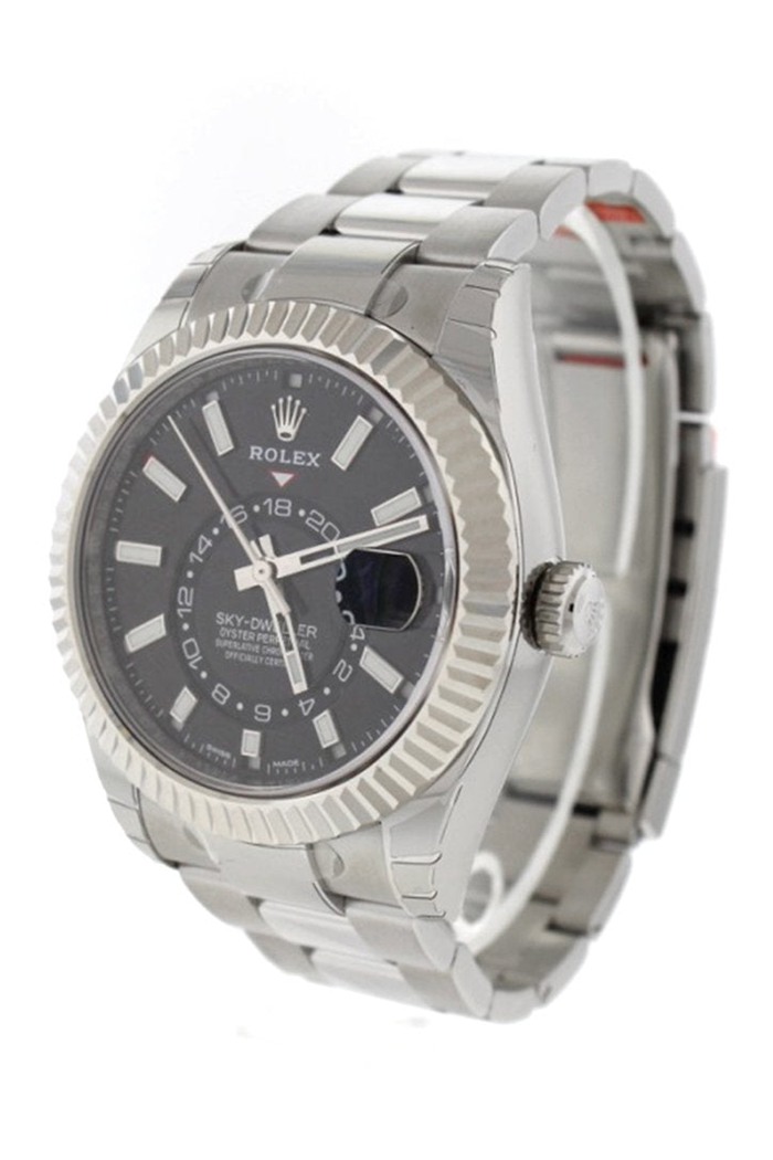 Replica Rolex Sky Dweller Black Dial White Gold Bezel Oyster 326934 - Billede 2