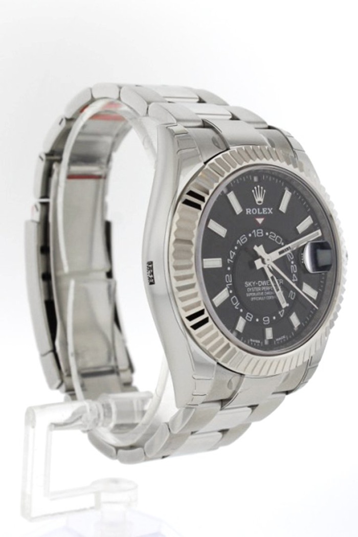 Replica Rolex Sky Dweller Black Dial White Gold Bezel Oyster 326934 - Billede 3