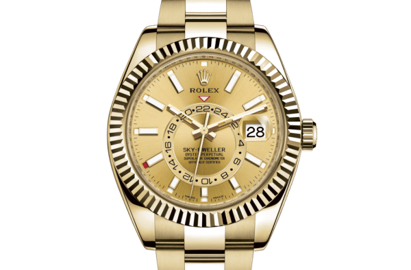 Replica Rolex Sky-Dweller Oyster 42 mm gult guld 326938