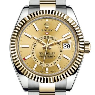 Replica Rolex Sky-Dweller Oyster 42 mm østersølje og gult guld 326933