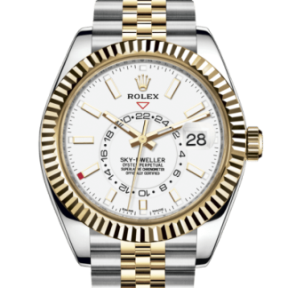 Replica Rolex Sky-Dweller Oyster 42 mm østersølje og gult guld 326933