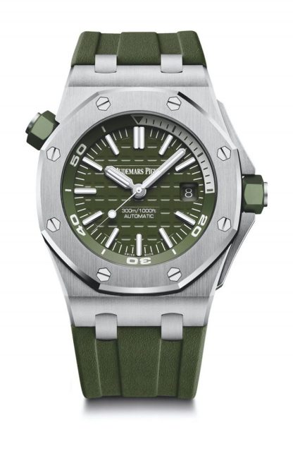 Replika Audemars Piguet Royal Oak Offshore Diver Grøn 15710ST.OO.A052CA.01