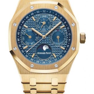 Replika Audemars Piguet Royal Oak Perpetual Calendar Blå 26574BA.OO.1220BA.01