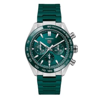 TAG Heuer Carrera Chronograph 44mm herreur grøn gummi CBN2A1N.FT6238