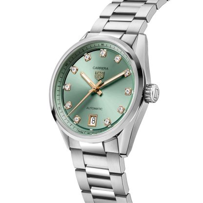 TAG Heuer Carrera Date 36mm dameur Green Diamond Dot WBN2317.BA0001 - Billede 2