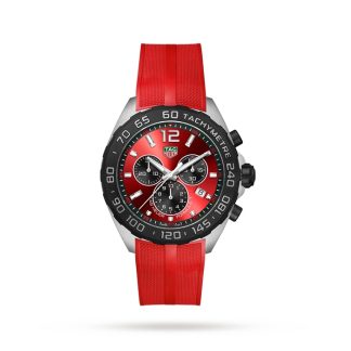 TAG Heuer Formula 1 Quartz Chronograph 200M 43mm Mens Watch Red Rubber CAZ101AN.FT8055