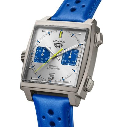 TAG Heuer Monaco Chronograph Racing Blue Limited Edition 39 mm herreur sølv CAW218C.FC6548 - Billede 2