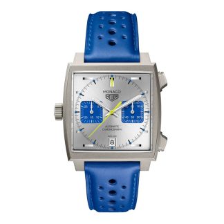 TAG Heuer Monaco Chronograph Racing Blue Limited Edition 39 mm herreur sølv CAW218C.FC6548